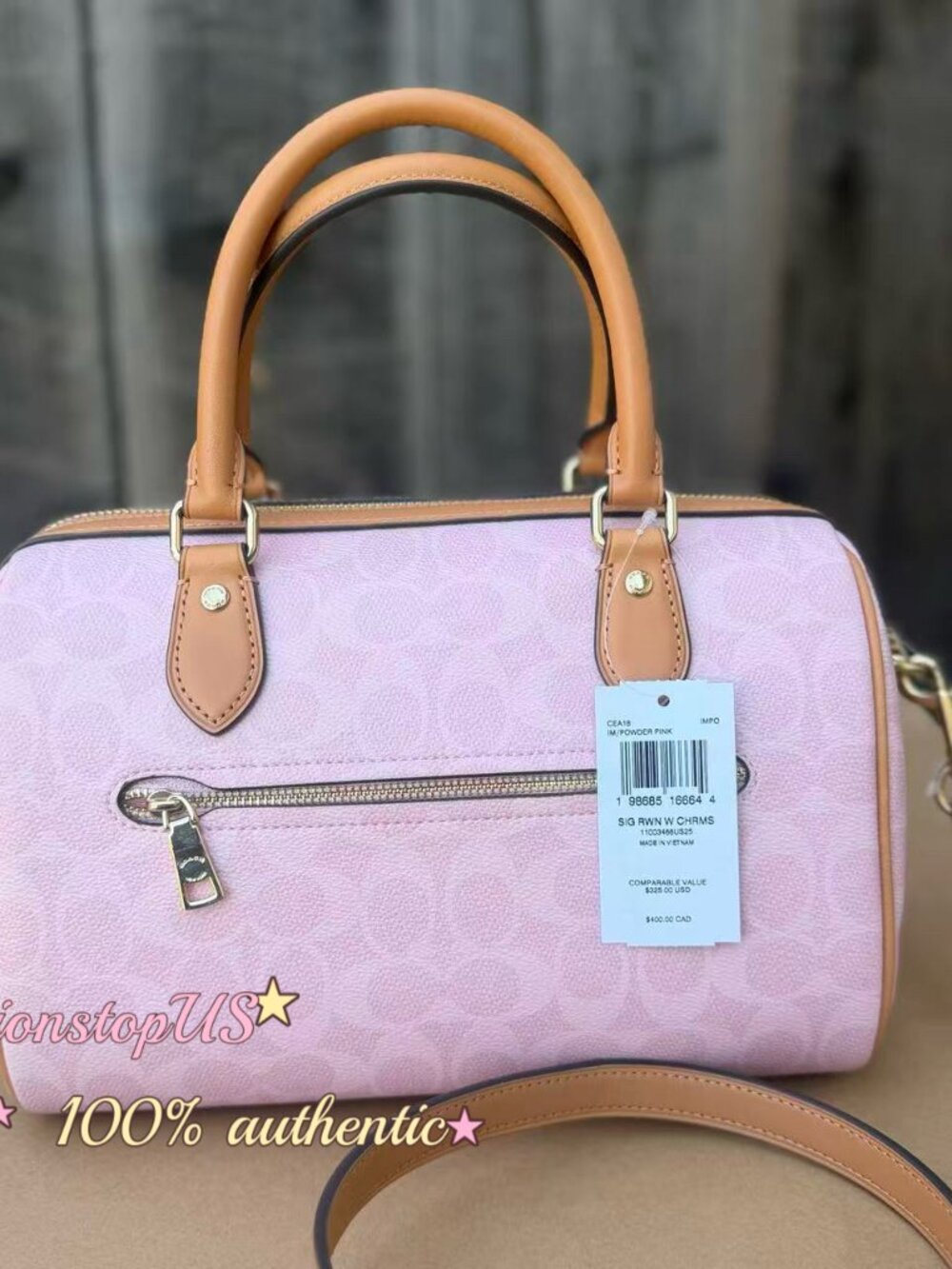 NWT Authentic Coach Medium Powder Pink Signature Rowan Satchel CEA18 - Picture 3 of 4